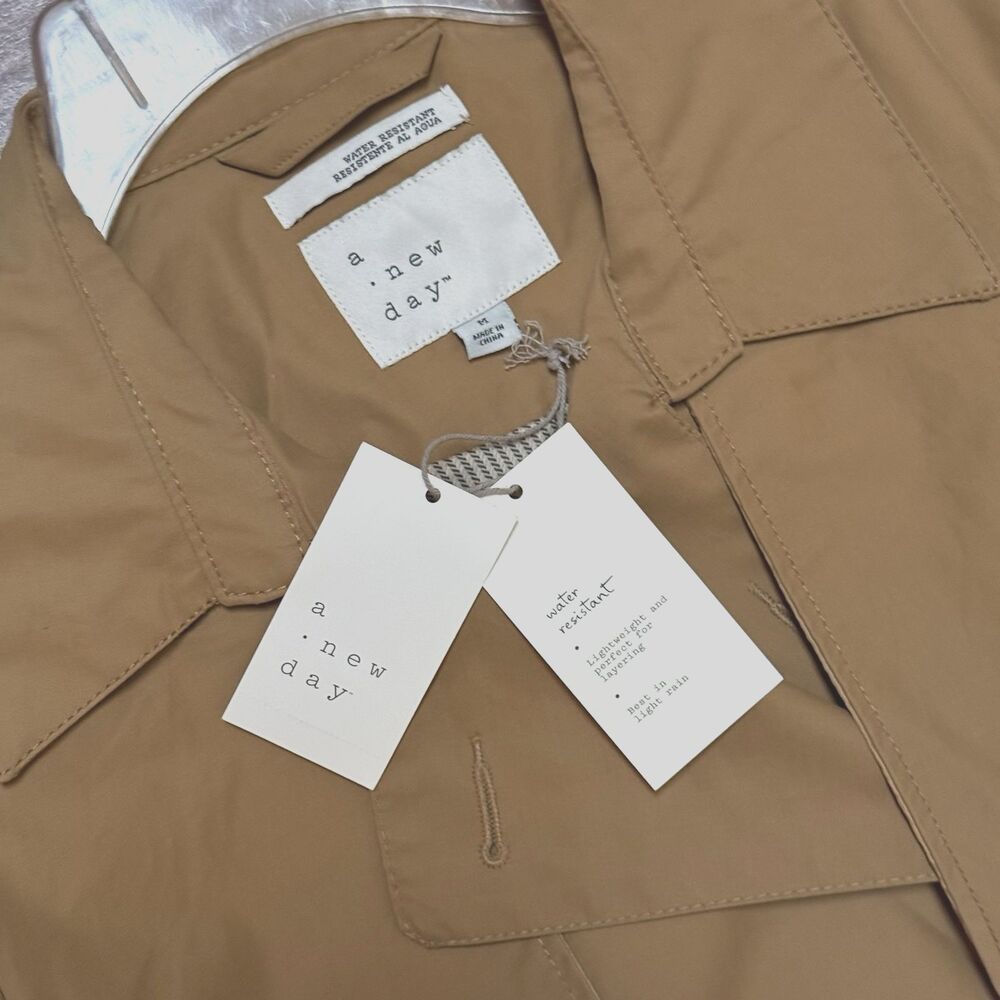 A New Day Women's M Water Resistant Trench Coat Khaki 559337 492830405474 NWT - Picture 6 of 7